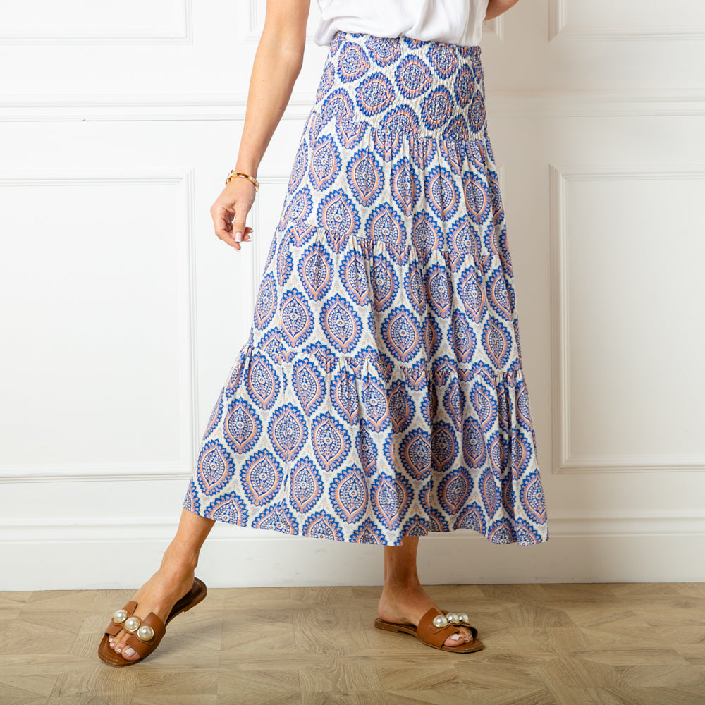 Flora Stamp Tiered Skirt